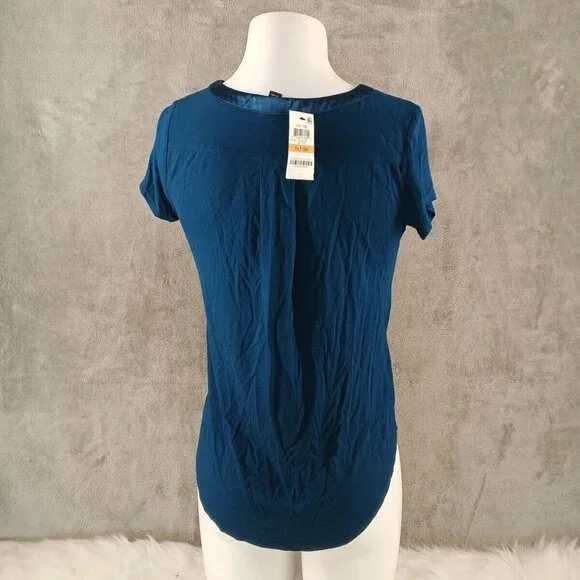 NWT ALFANI Women Top Petite SMALL Satin Neck Band Pullover Rayon Blend - Picture 5 of 9